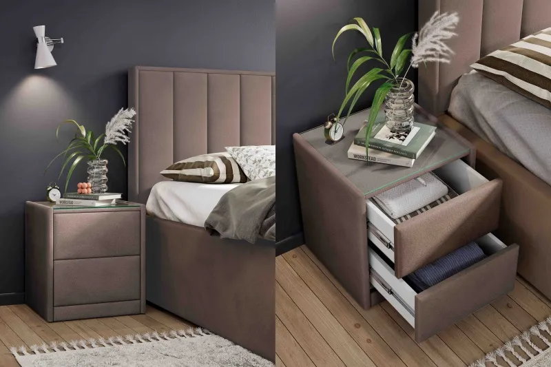 Тумба мягкая "Аризона" Вариант 3 Мора темно-коричневый