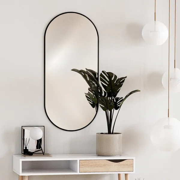 Зеркало навесное Z-16 110х50 см с черной рамкой без подсветки