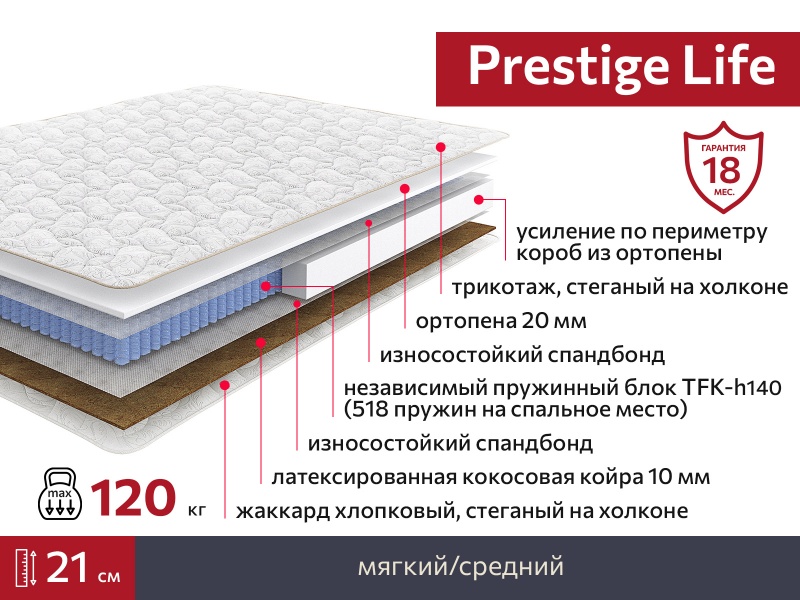 Матрас Prestige Life 1200х2000